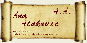 Ana Alaković vizit kartica